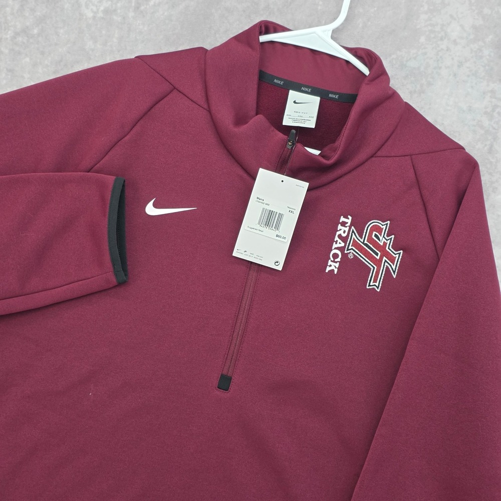 Nike Quarter Zip Mens XXL Dri-FIT Pullover Maroon Track ActiveWear New